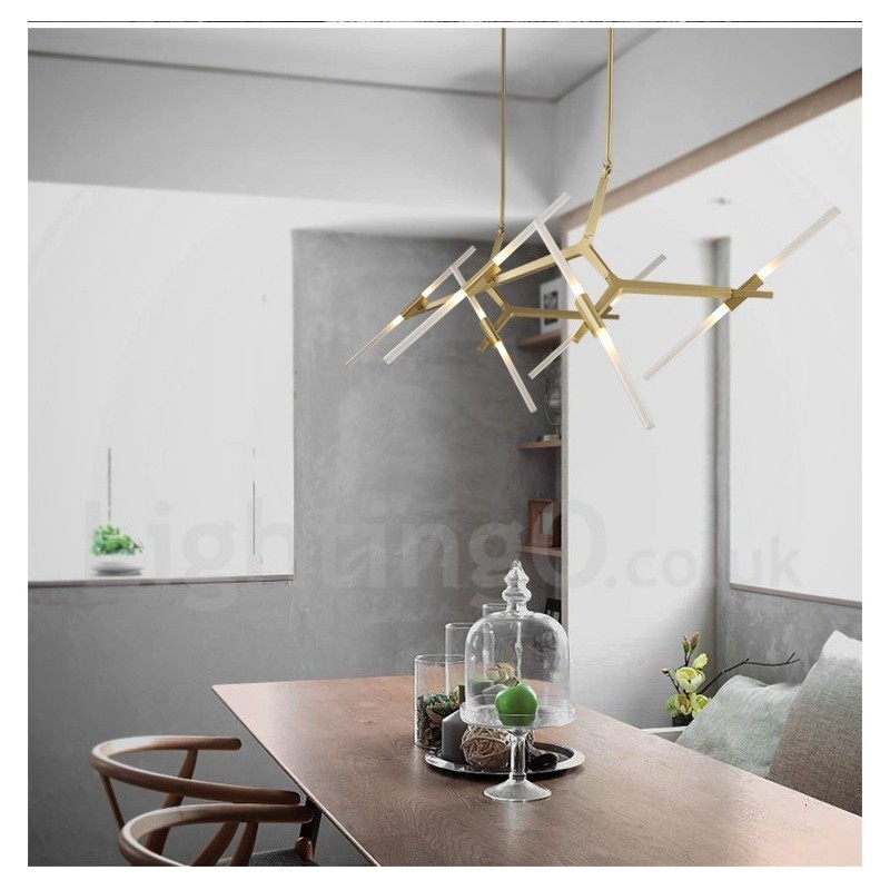 Lustre contemporain moderne à 12 lumières (noir doré)