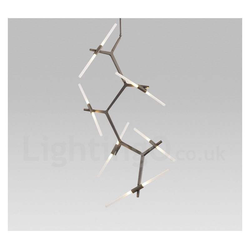 Lustre contemporain moderne à 12 lumières (noir doré)