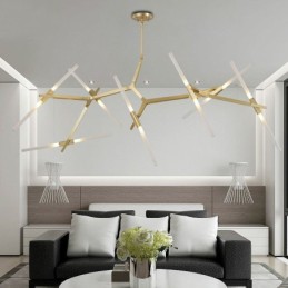 Lustre contemporain moderne à 14 lumières (noir doré)