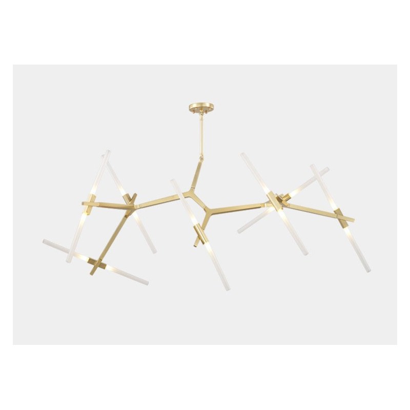 Lustre contemporain moderne à 14 lumières (noir doré)