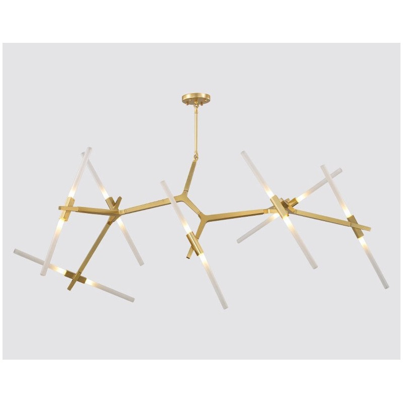 Lustre contemporain moderne à 14 lumières (noir doré)