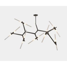 Lustre contemporain moderne à 14 lumières (noir doré)