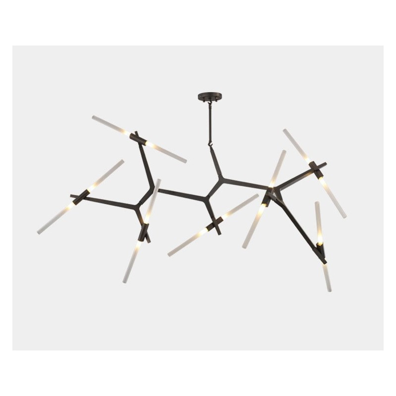 Lustre contemporain moderne à 14 lumières (noir doré)