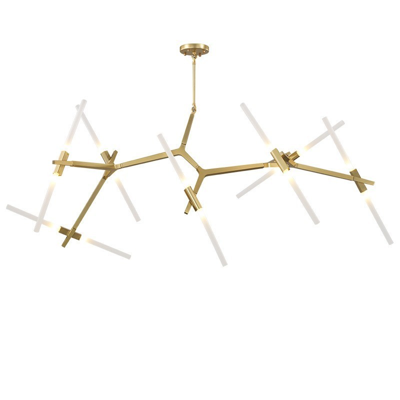Lustre contemporain moderne à 14 lumières (noir doré)