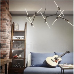 Lustre contemporain moderne à 14 lumières (noir doré)
