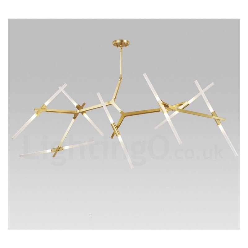 Lustre contemporain moderne à 14 lumières (noir doré)