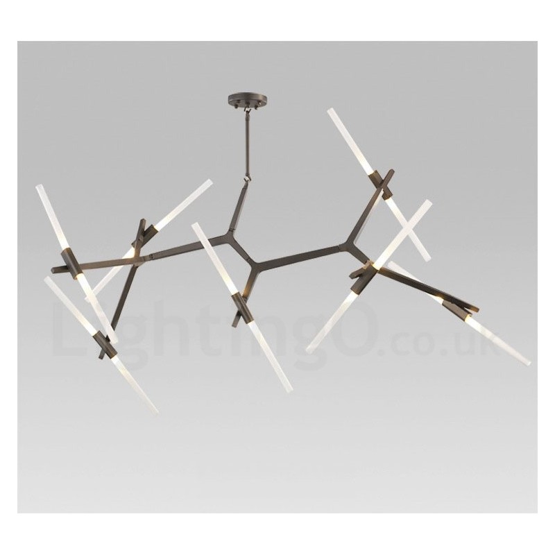 Lustre contemporain moderne à 14 lumières (noir doré)