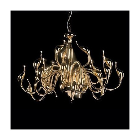 Lustre moderne 24 lumières G4 plaqué or Lustre moderne 24 lumières G4 plaqué or