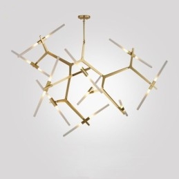 Lustre contemporain moderne à 20 lumières (noir doré)
