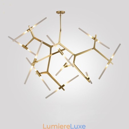 Lustre contemporain moderne à 20 lumières (noir doré) Lustre contemporain moderne à 20 lumières (noir doré)