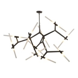 Lustre contemporain moderne à 20 lumières (noir doré)