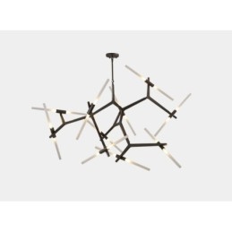Lustre contemporain moderne à 20 lumières (noir doré)
