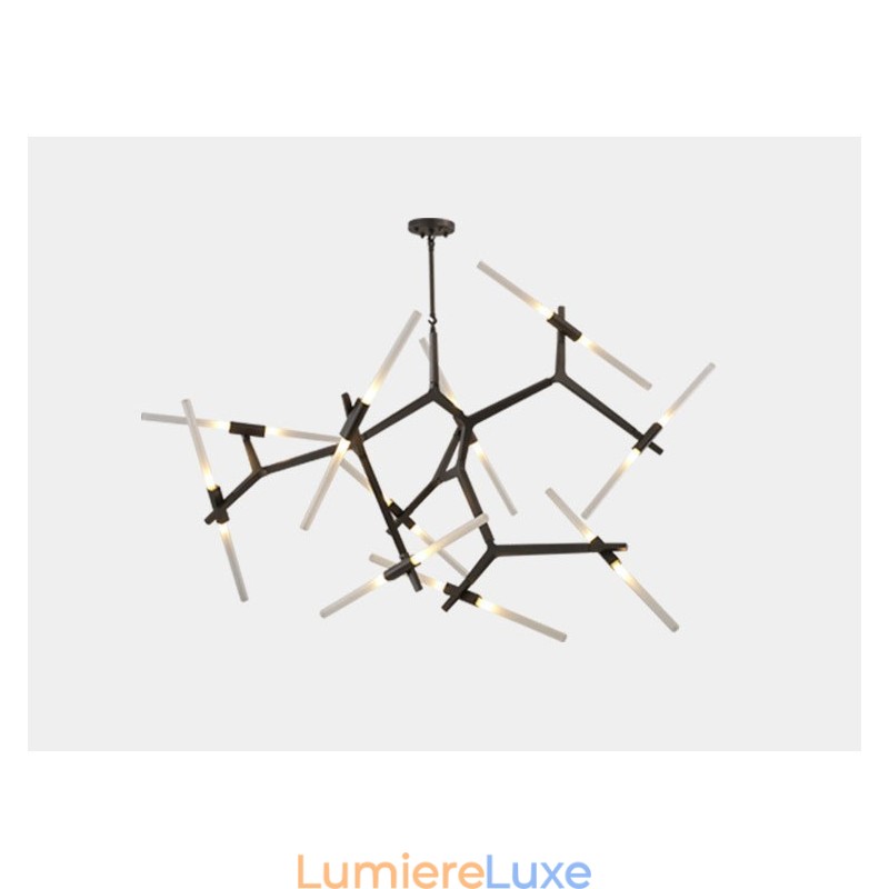 Lustre contemporain moderne à 20 lumières (noir doré)