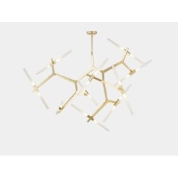 Lustre contemporain moderne à 20 lumières (noir doré)