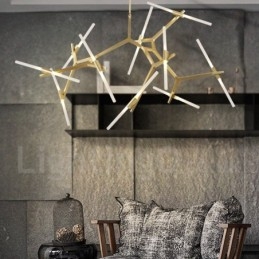 Lustre contemporain moderne à 20 lumières (noir doré)