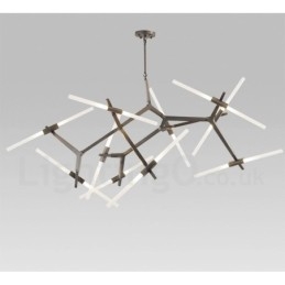 Lustre contemporain moderne à 20 lumières (noir doré)