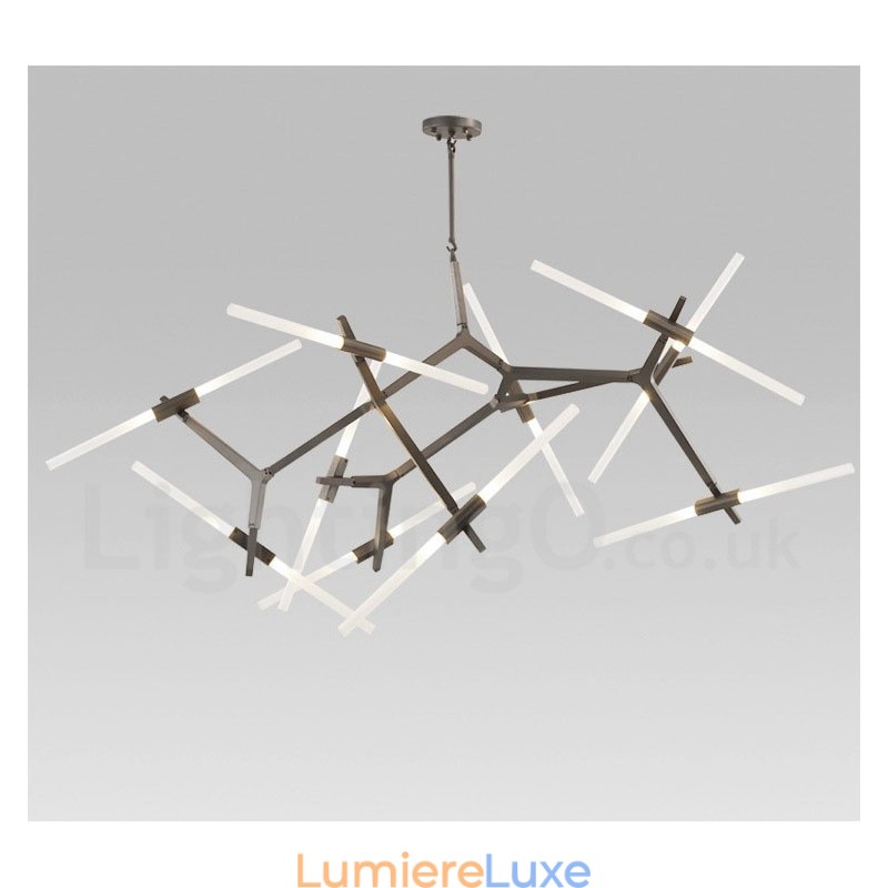 Lustre contemporain moderne à 20 lumières (noir doré)