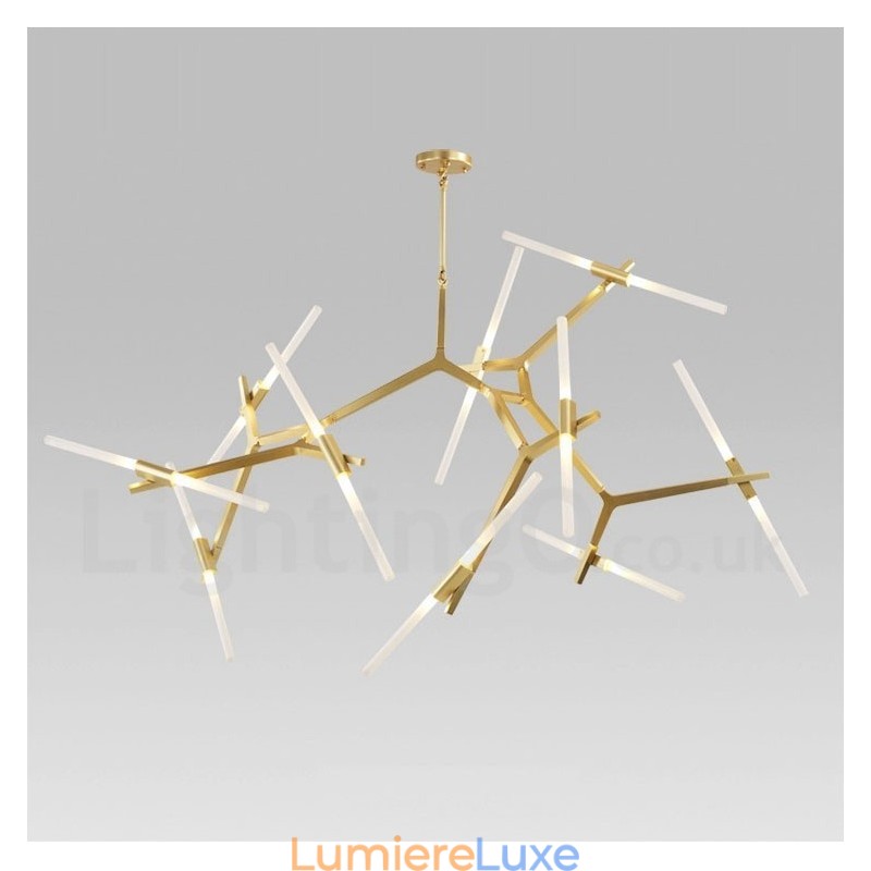 Lustre contemporain moderne à 20 lumières (noir doré)