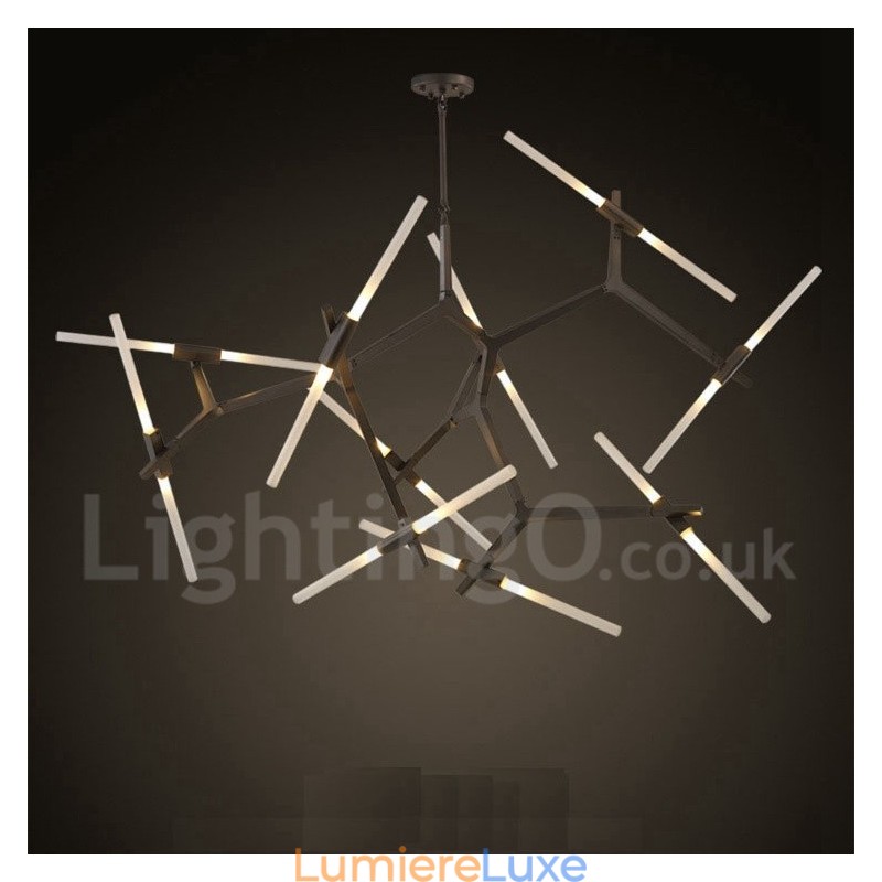 Lustre contemporain moderne à 20 lumières (noir doré)