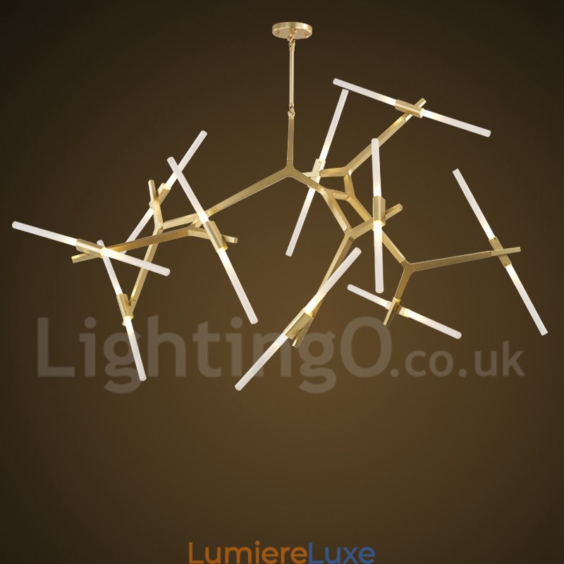 Lustre contemporain moderne à 20 lumières (noir doré)
