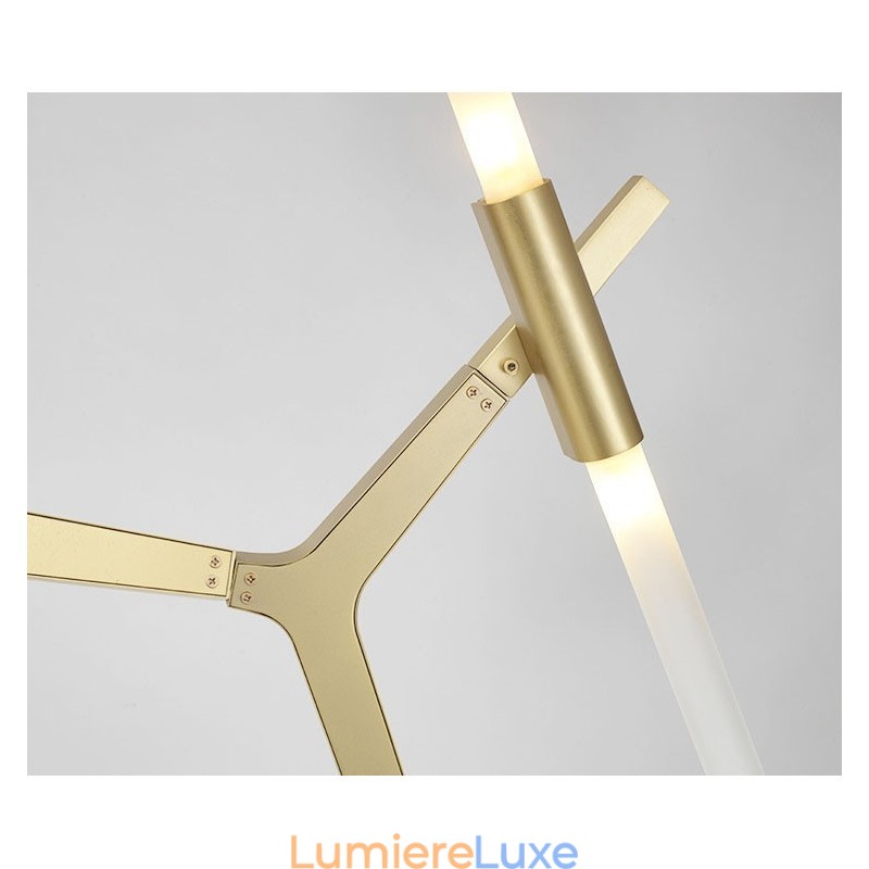 Lustre contemporain moderne à 20 lumières (noir doré)