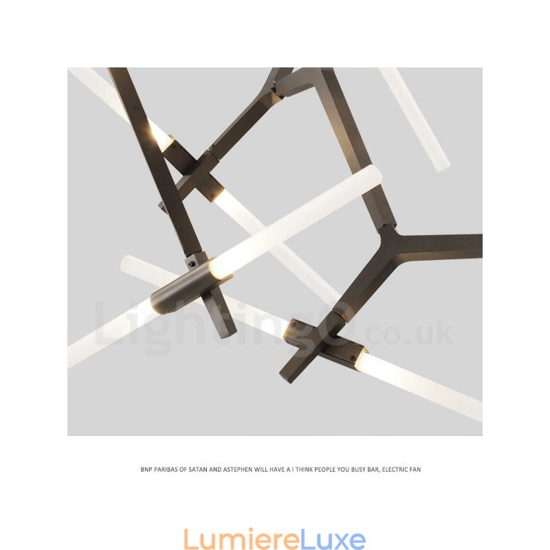 Lustre contemporain moderne à 20 lumières (noir doré)