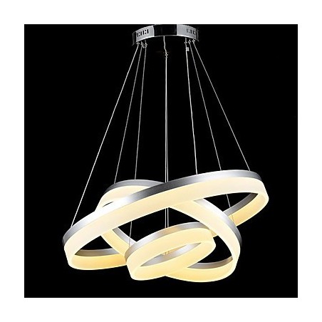 Suspension ronde en acrylique moderne, luminaires de plafond luxueux à trois anneaux Suspension ronde en acrylique moderne, luminaires de plafond luxueux à trois anneaux