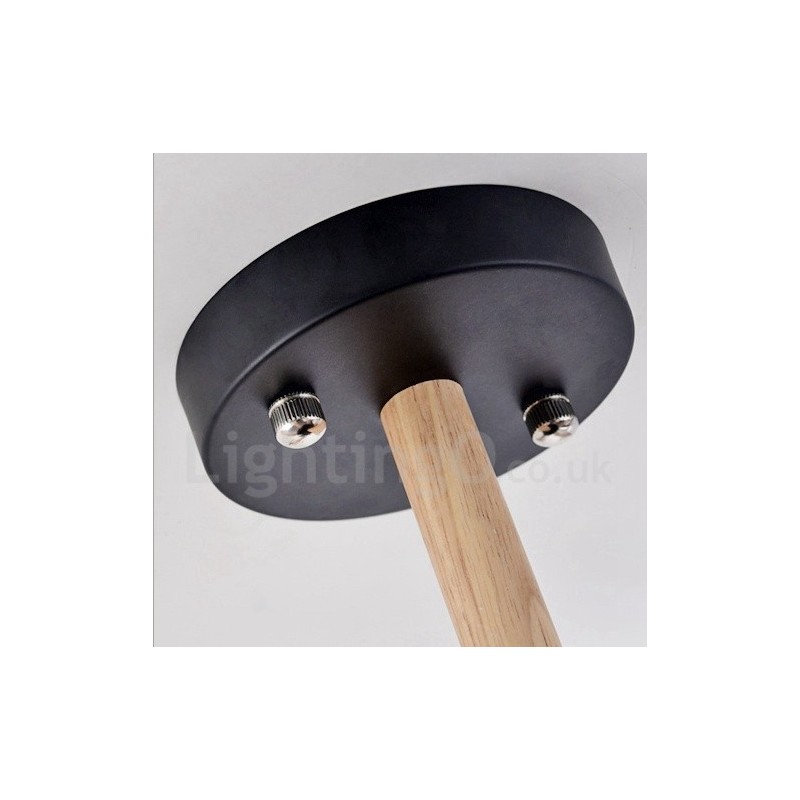 Lustre en bois contemporain moderne à 3 lumières à un seul niveau avec abat-jour en tissu tambour et