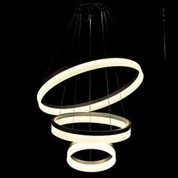 Suspension ronde en acrylique moderne, luminaires de plafond luxueux à trois anneaux