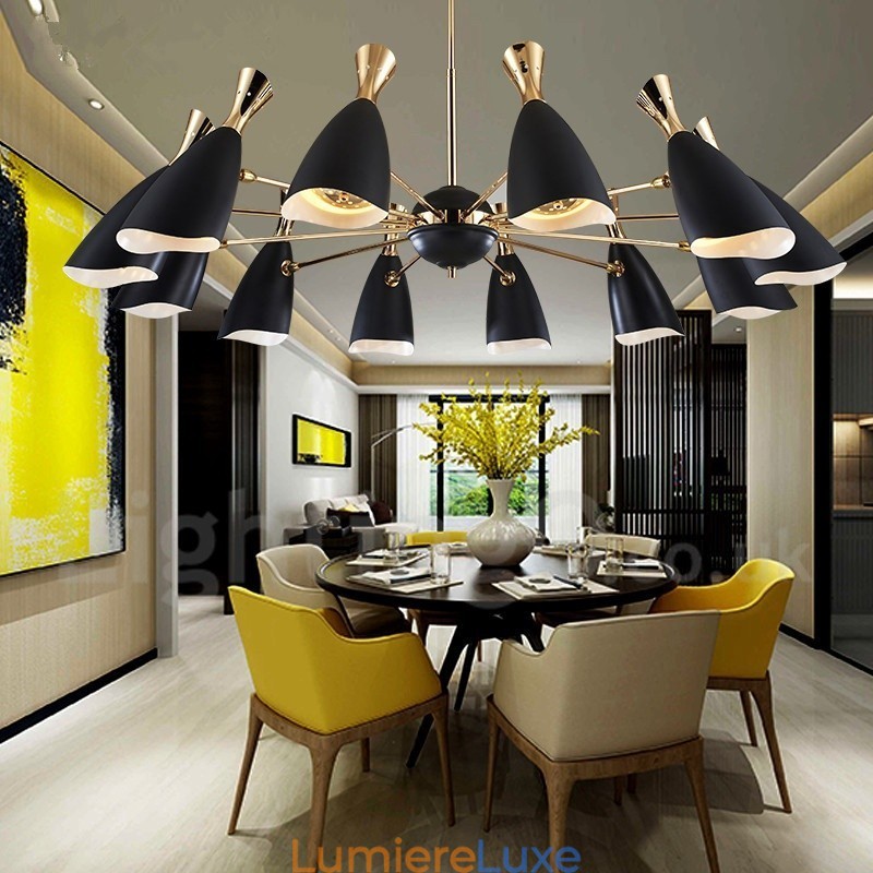 Lustre à 12 lumières de style contemporain moderne