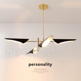 Lustre contemporain moderne à 2 niveaux et 4 lumières