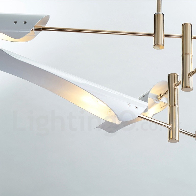 Lustre contemporain moderne à 2 niveaux et 4 lumières