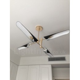 Lustre contemporain moderne à 2 niveaux et 4 lumières