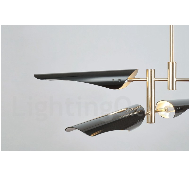 Lustre contemporain moderne à 2 niveaux et 4 lumières