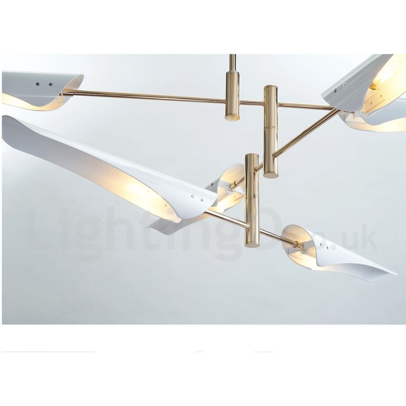 Lustre contemporain moderne à 2 niveaux et 4 lumières