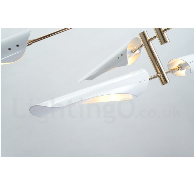 Lustre contemporain moderne à 2 niveaux et 4 lumières
