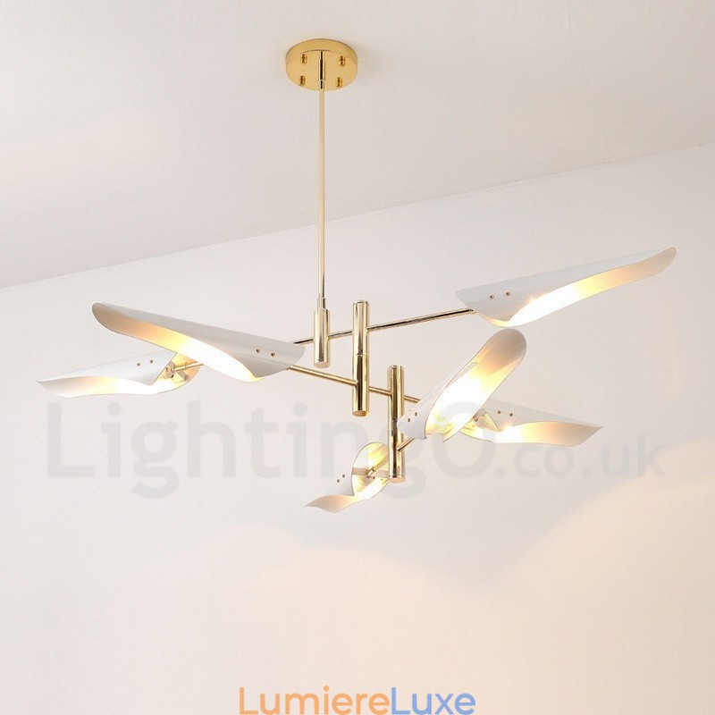 Lustre contemporain moderne à 3 niveaux et 6 lumières