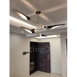 Lustre contemporain moderne à 3 niveaux et 6 lumières