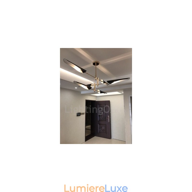 Lustre contemporain moderne à 3 niveaux et 6 lumières