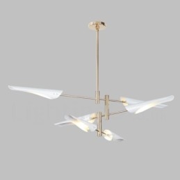 Lustre contemporain moderne à 3 niveaux et 6 lumières