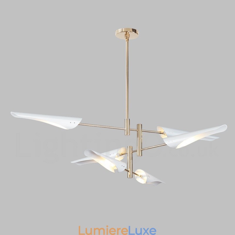 Lustre contemporain moderne à 3 niveaux et 6 lumières