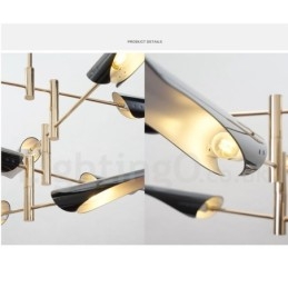 Lustre contemporain moderne à 4 niveaux et 8 lumières