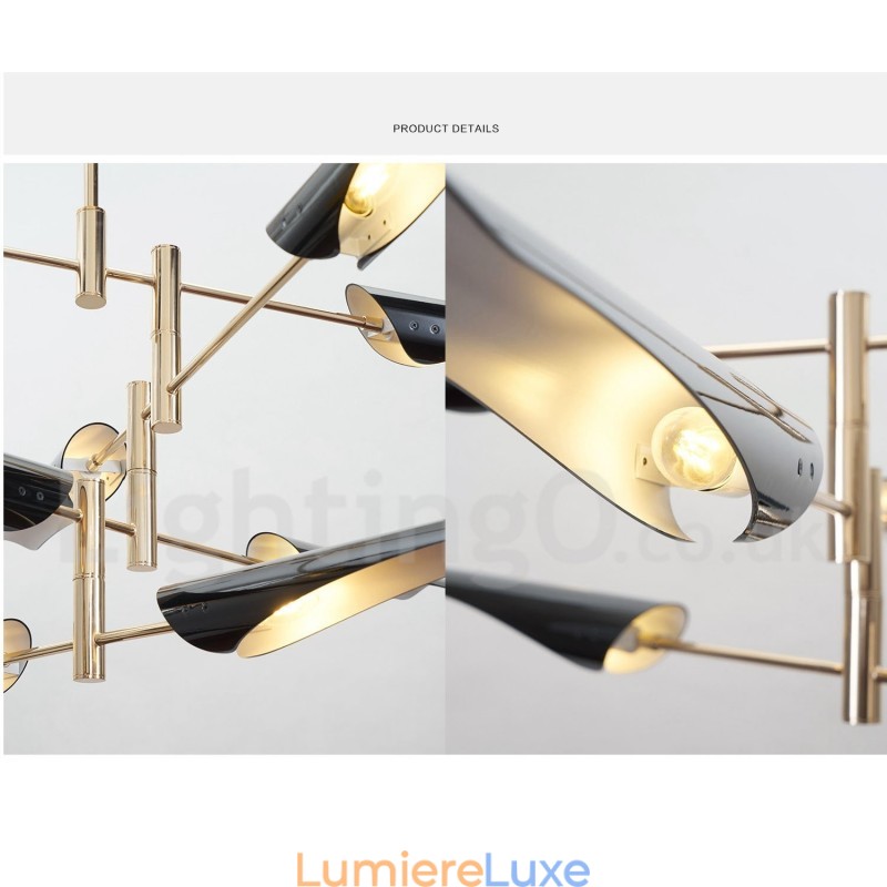 Lustre contemporain moderne à 4 niveaux et 8 lumières