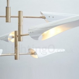 Lustre contemporain moderne à 4 niveaux et 8 lumières
