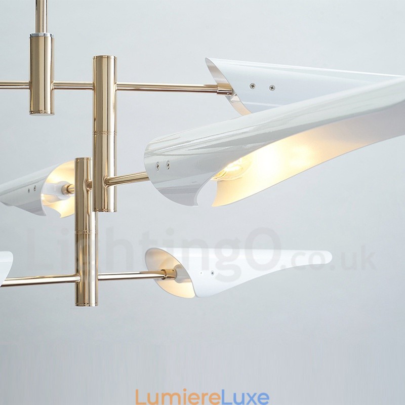 Lustre contemporain moderne à 4 niveaux et 8 lumières