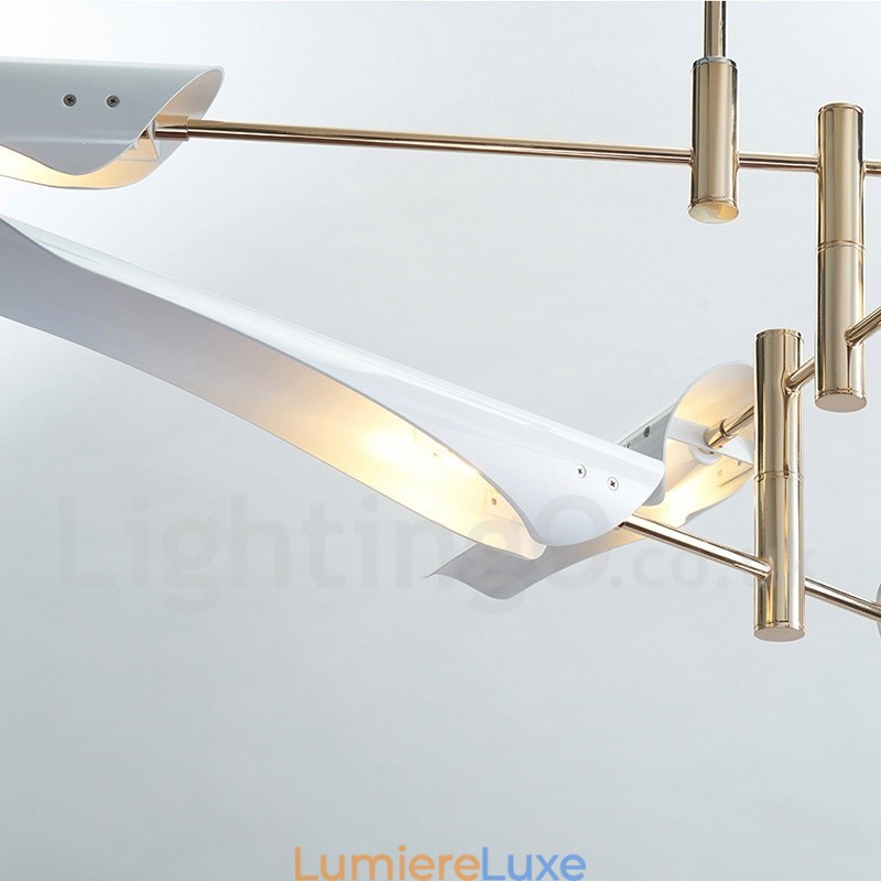 Lustre contemporain moderne à 4 niveaux et 8 lumières