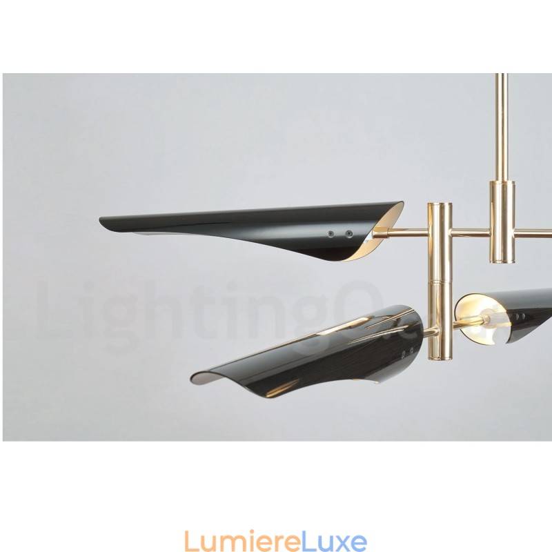 Lustre contemporain moderne à 4 niveaux et 8 lumières