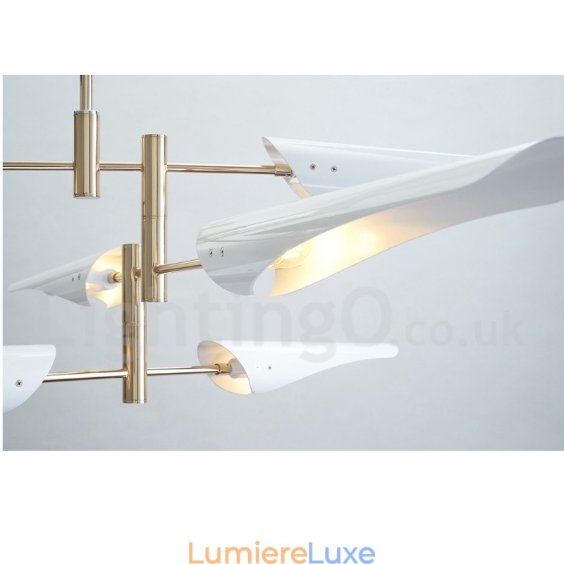 Lustre contemporain moderne à 4 niveaux et 8 lumières