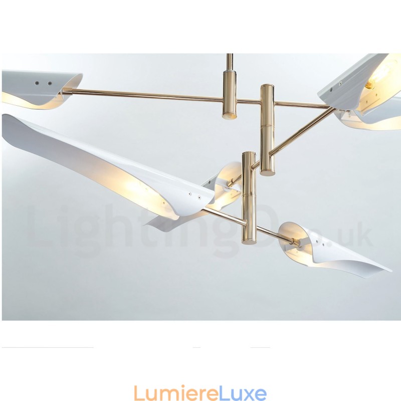 Lustre contemporain moderne à 4 niveaux et 8 lumières