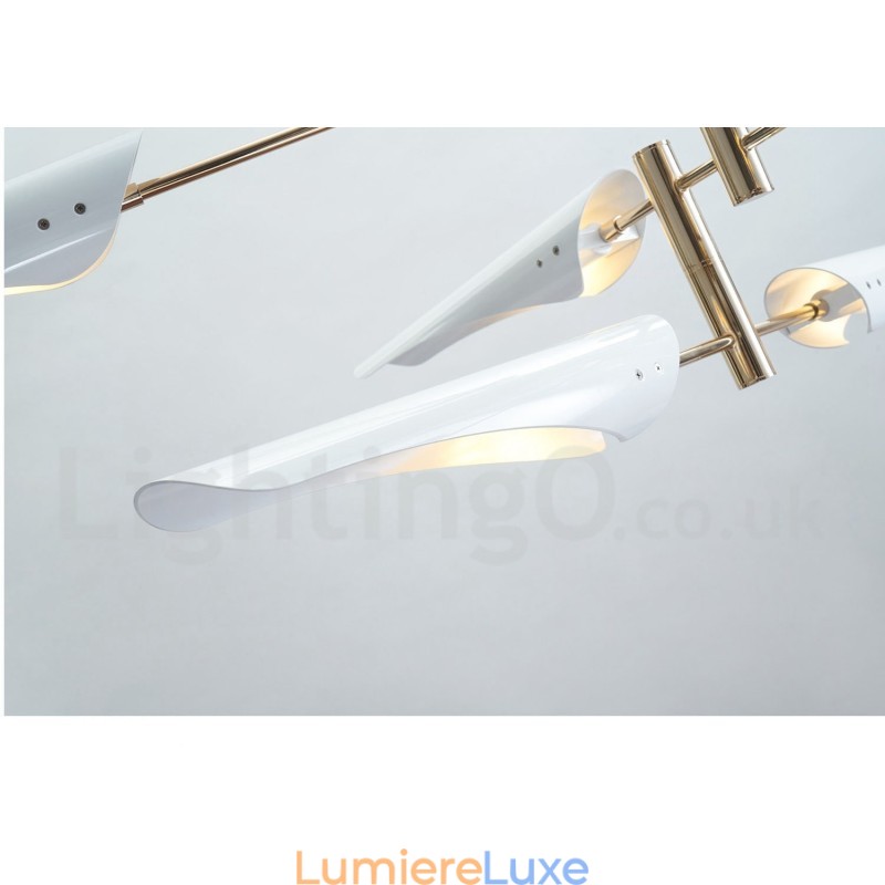 Lustre contemporain moderne à 4 niveaux et 8 lumières
